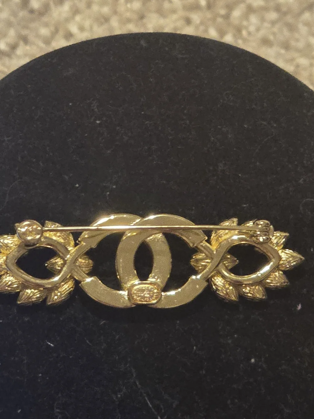 CHANEL 18kgo Crystal Interlocking Circle Gold Hair Brooch